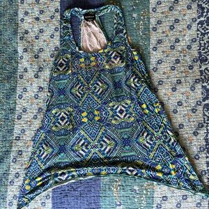 Bebe Blue and Green Patterned Top